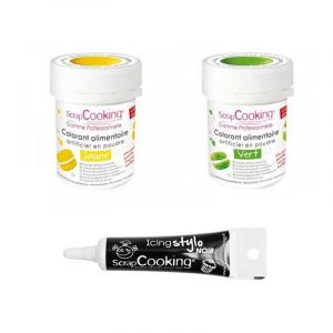 Scrapcooking 2 colorants alimentaires vert-jaune + Stylo gla