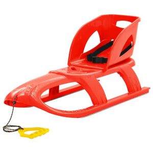 VidaXL Traîneau avec Siège Luge avec Dossier Glisseur de Neige Ensemble de Jouet d'Extérieur Corde de Traction Rouge 102,5x40x23 cm Polypropylène