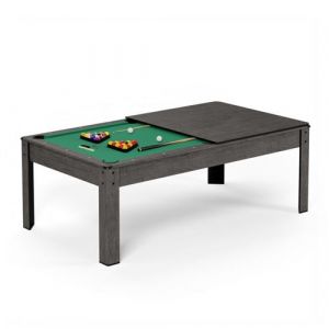 Image de SOKKER Billard Am&eacute;ricain convertible table 4places KITBILL 5FT - 183 x 102 x 78 cm Plateau d&icirc;natoire et accessoires inclus - Gris - Vert