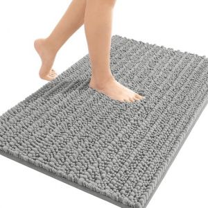 Luft Tapis de bain antidérapant - 60x40cm - Méga absorbant - Tapis de salle de bain - Tapis de douche - Tapis de toilette - Tapis de bain antidérapant - Gris - Très lourd