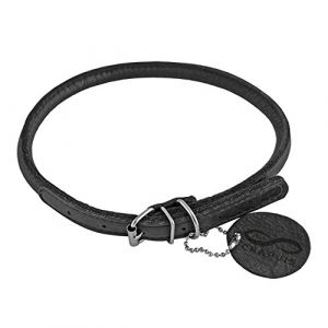 Image de Chapuis sellerie Collier Rond en Cuir pour Chien Noir 6 mm 25-33 cm