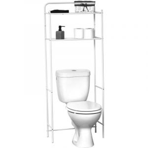 Tendance Meuble dessus de Toilettes WC avec 2 Tablettes en Métal Blanc H 151.5 cm - Blanc