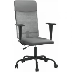 VidaXL Chaise de bureau gris tissu en maille et similicuir