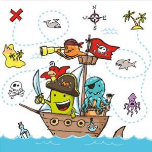 Papstar Serviette &agrave; motif 'Pirates', 330 x 330 mm