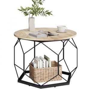 Woltu - Table Basse petite table pour salon, en Métal, Chêne Clair+Noir