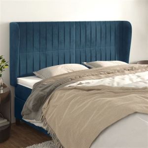 VidaXL Hoofdbord met randen 183x23x118/128 cm fluweel donkerblauw3118258