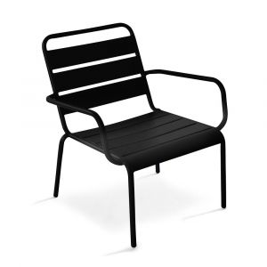 Oviala Fauteuil de jardin bas relax acier noir - Palavas