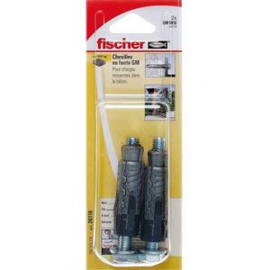 Image de Fischer Cheville fonte malléable avec vis métaux "GM" - 2 chevilles + 2 vis tête 6 pans + rondelles - 60 mm x 18 mm