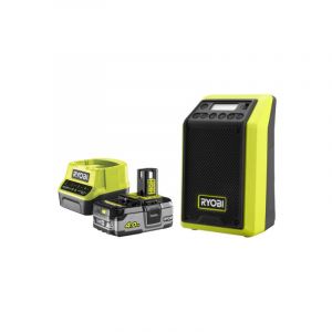 Ryobi Pack 18V Radio bluetooth am/fm - 1 Batterie 4,0Ah - 1 Chargeur rapide 2,0Ah