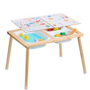 Table Sensorielle Pour Tout-Petits-Duoku-3 Bacs De Rangement-Tableau D'activit&eacute;s Double Face-Table De Jeu Int&eacute;rieure/Ext&eacute;rieure
