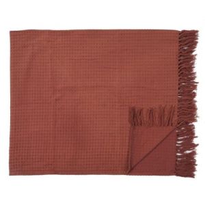 Jeté De Canapé "gaufré" 130x160cm Terracotta Prix Orange