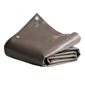 Bache Brise vue Taupe 4x5 m - Qualité 8 ans TECPLAST 640BV - Brise vent occultant en PVC - Pare vue jardin