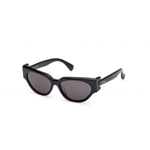 Max Mara Femme MM0139 CLIP-1 01A Lunettes de soleil Acétate Noir Fumée Cat Eye Normale