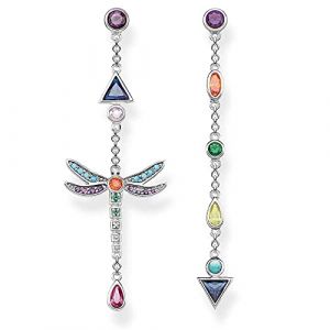 Image de Thomas Sabo H2033-313-7 Pendants d’oreilles pour femme, en forme de libellule multicolore, en argent Sterling 925