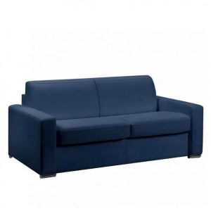 Italian Spirit Canapé convertible express 140 IMPERIAL matelas 22 cm sommier métal microfibre Antara bleu marine