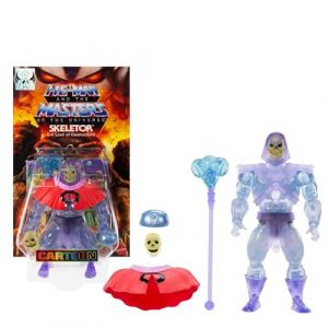 Mattel Masters of the Universe Origins Skeletor Figurine articulée de 14 cm collection Cartoon, méchant dans la série télévisée des années 1980, conception détaillée et translucide avec masque supplémentaire, JBM86