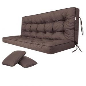 Bjird - Coussins pour Bancs de Jardin - Marron foncé, 140 cm - Coussins Assise & Dossier Souples