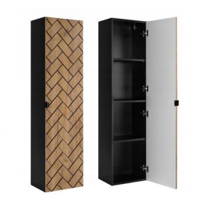 Rodan Meuble de salle de bains Marron mat L/H/P env. 35/136/27 cm Meuble de salle de bains, armoire de salle de bains, armoire haute de salle de