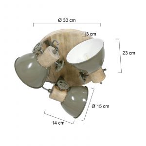 Steinhauer Spots Mexlite Gearwood bois métal 3063G - Vert en Bois