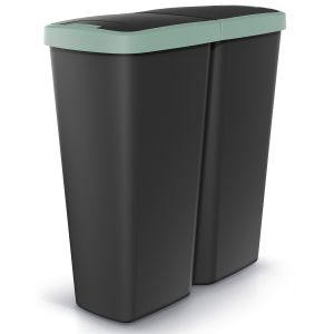 Poubelle Duo Noir/Vert 50L 55x25x57cm