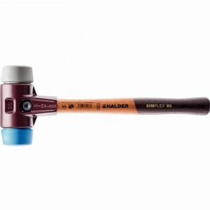 Maillet HALDER SIMPLEX TPE souple / caoutchouc chargé avec boîtier en fonte malléable et manche en bois - D=80 mm - 3013.080