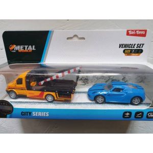 Toi Toys D&eacute;panneuse En M&eacute;tal Avec Voiture De Sport . Dimension De L'ensemble 18 Cm