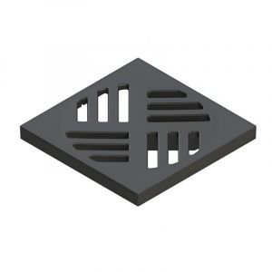 Kessel Grille composite carr&eacute;e pour siphon de douche 36501, 138 x 138 mm, noir