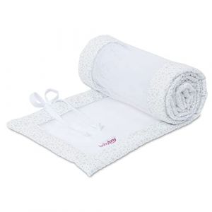 Babybay Tour de lit en maille pour modèle Boxspring XXL, blanc et étoiles scintillantes bleu diamant