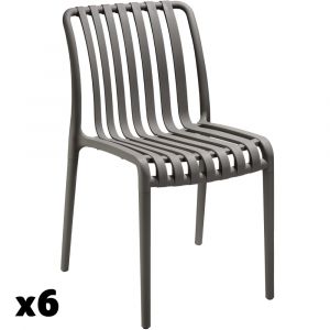 TecTake Chaises de jardin résistant aux intempéries et aux UV Ensemble de 6 pièces gris anthracite