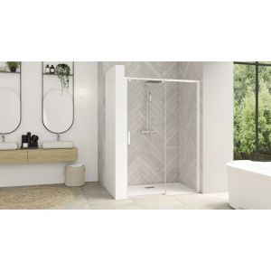 Kinedo Paroi de douche SMART DESIGN coulissant 117 - 130 cm blanc sans seuil verre transaprent gauche PA9233BTNEG-2