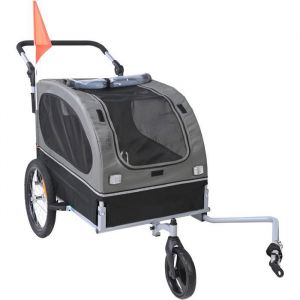 Remorque pour Chien - DUOKU - TS810 - Capacit&eacute; 40 kg - Poussette 2 en 1 - Cadre Pliable