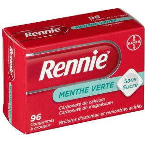Bayer Rennie menthe sans sucre Br&ucirc;lures d&acute;estomac (96 comprim&eacute;s)