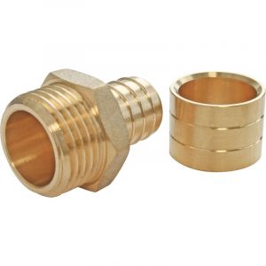 Somatherm Raccord droit à glissement pour tube PER Ø16 - droit mâle 12/17 (3/8") lot de 2