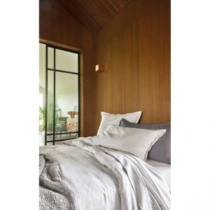 Blanc des vosges Drap coton lin Gramines, perle - Gris Perle - 280 x 320 cm