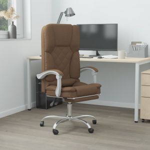 VidaXL Fauteuil de massage inclinable de bureau Marron Tissu Marron