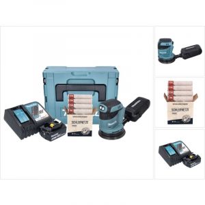 Makita DBO180RT1J Ponceuse excentrique sans fil 125mm 18V + 1x Batterie 5,0Ah + Chargeur + Coffret Makpac + 1x Set de pon&ccedil;age Toolbrothers SPIDER Abrasifs en filet