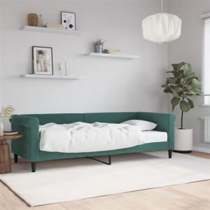 VidaXL Lit de jour avec matelas vert fonc&eacute; 80x200 cm velours