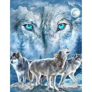 Figured’Art Diamond Painting Broderie Diamant 40x50cm Toile Entière Roulée avec Strass Perles Carrés - Meute de Loups - Kit Complet Animaux 5D DIY Activité Manuelle Loisirs Créatifs Adultes