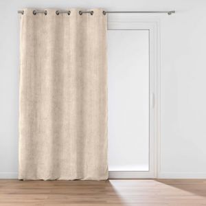 Douceur d'Intérieur, Rideau à Oeillets (140 x 260 cm) Leo Naturel, Velours Chenille
