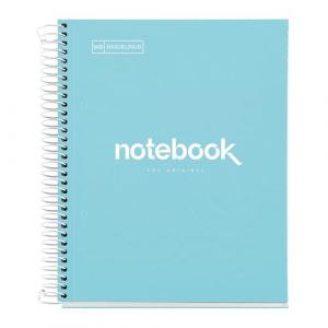 Image de Miquelrius Cahier A5 Carnet de Notes Emotions, 120 Feuilles 90 g/m², Grille 5 x 5 mm, 5 Bandes de couleur, Spirale microperforée, Couverture extra-dure, 2 Trous, Couleur Bleu Ciel