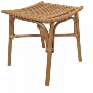 Meubletmoi - Tabouret / repose pied carr&eacute; en rotin naturel forme incurv&eacute;e - hazel