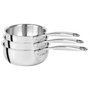 Cristel SERIE DE 3 CASSEROLES INDUCTION16-18 ET 20 CM CASTEL PRO 5 PLY POIGNEE FIXE
