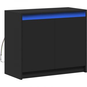 VidaXL Buffet avec LED noir 72x34x61 cm bois d'ingénierie, meuble de rangement, meuble de rangement cuisine, meuble de rangement de salon