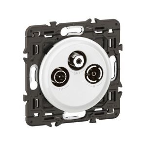 Legrand Prise TV R-SAT DAB+ Céliane - enjoliveur Blanc et support