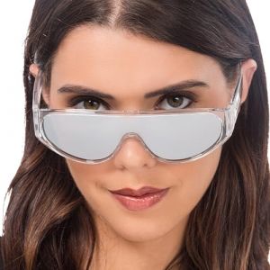 Ruedelafete Lunettes effet miroir avec monture transparente et branches larges, Argent