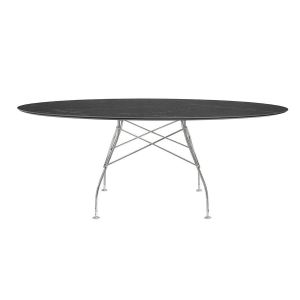 Kartell Table ovale GLOSSY MARBLE 192 x 118 cm (Noir - Grès finition Marbre et acier chromé)