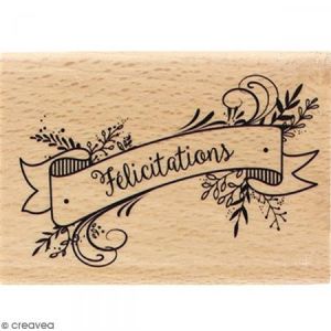 Florilèges Design FE216090 Tampon Félicitations 2, Bois, 5 x 7 x 2,5 cm