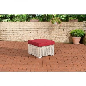 Image de CLP Tabouret bas Repose-pieds Madeira compatible avec Bilbao rond/blanc perle Rouge rubin