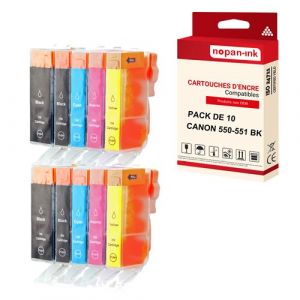 NOPAN-INK - x10 Cartouche compatible pour CANON 550 XL + 551 XL 550XL + 551XL Noir (x2) + Cyan (x2) + Magenta (x2) + Jaune (x2) + Photo Noir (x2) ()