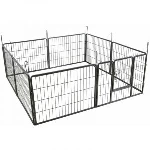 Parc enclos cage pour chiens chiots animaux de compagnie 163 x 163 cm gris 3712018